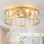 20" Low Profile Caged Ceiling Fan with LED Light & Remote Control | Modern Flush Mount Bladeless Ceiling Fan