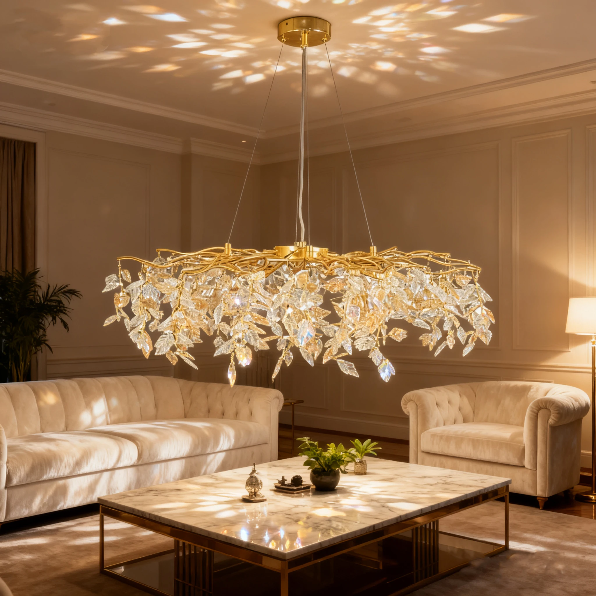 kf-S1af1ad260ebd448dbff5a46fe29db134J Modern Luxury Gold Crystal Chandelier - Image 1