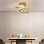 Luxury Crystal LED Ceiling Light for Dining Room, Living Room & Bedroom