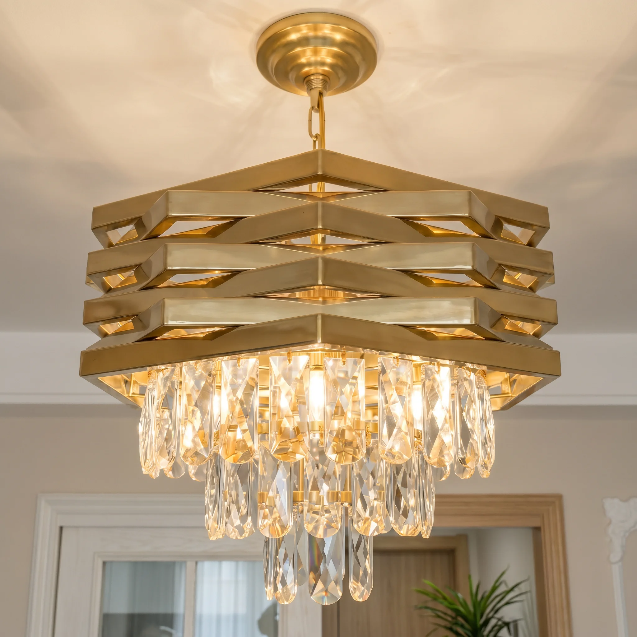 kf-S68da9931e4c340859c09823dc8bc7a39E Modern Gold Raindrop Crystal Chandelier, Adjustable Height Luxury Pendant Ceiling Light for Dining Room, Living Room, Hallway & Foyer - Image 1