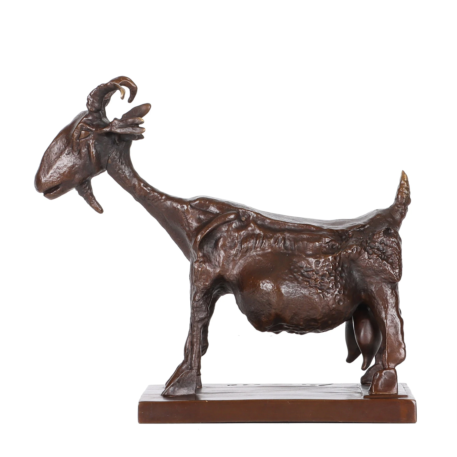kf-S6fa216f9e72d458a92ef756c885fec1eo Handcrafted Bronze Picasso's Goat Sculpture – 25cm Modern Art Animal Statue for Home & Office Décor - Image 1
