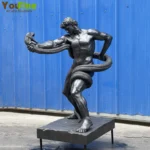 92cm Bronze Greek Mythology Warrior Statue – Naked Man Fighting Serpent Sculpture for Home & Garden Décor