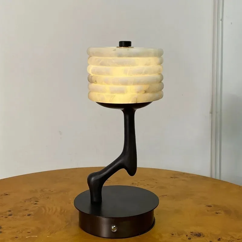 kf-Sc4634e898fac45338dab7727d9def382L Contemporary Style Spanish Natural Marble Table Lamp - Image 1