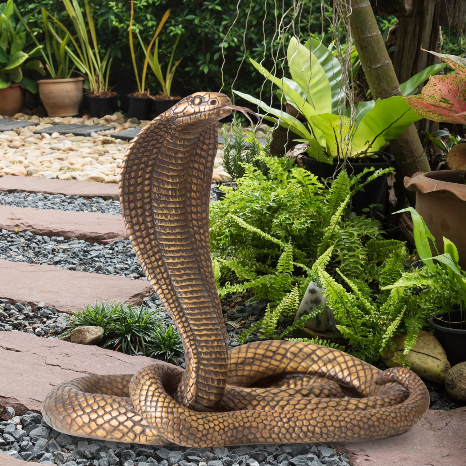kf-Sc47d3744110243af840ae7ecea0530c0g 39cm Handcrafted Bronze Cobra Snake Sculpture – Wildlife Animal Statue - Image 1