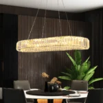 Luxury Oval Crystal LED Ceiling Light – Modern Flush Mount Chandelier for Living Room, Bedroom, Dining Room & Hotel