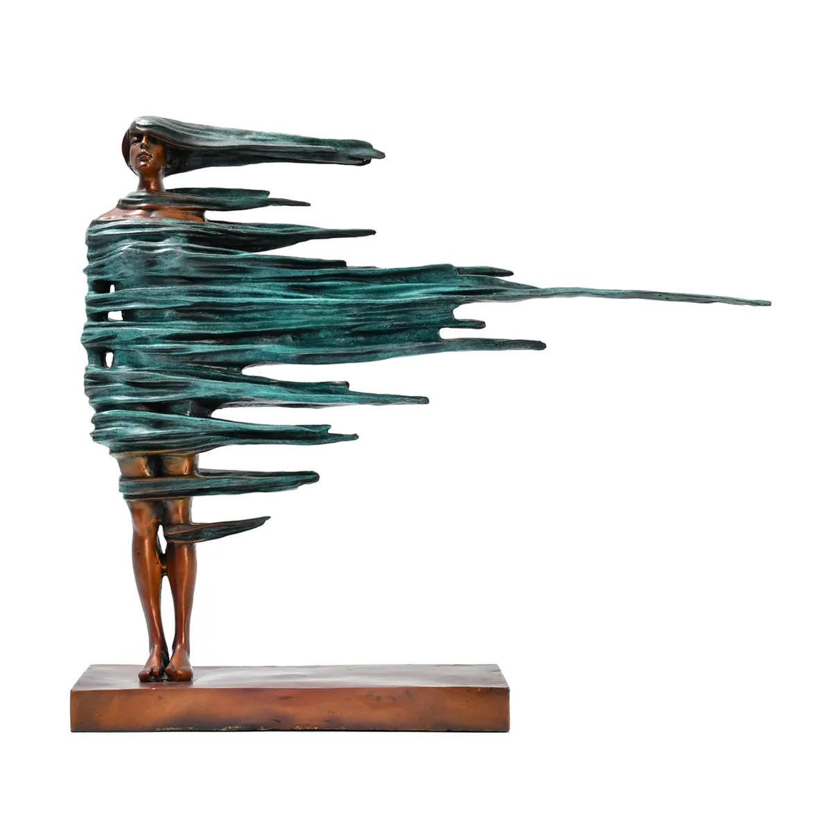 kf-Sf6e50d0aff814e5aa35eeb56ce7b7b0df 52cm Handcrafted Abstract Bronze Woman Sculpture – Modern Windblown Girl Statue for Hallway, Living Room & Home Décor - Image 1